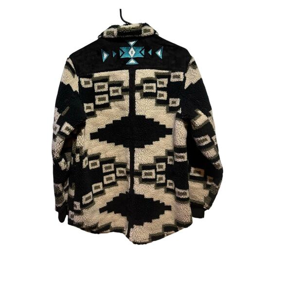 Tasha Polizzi Women's Black Cream Avalanche Jacket Size Med Aztec Snap Button - Picture 2 of 7